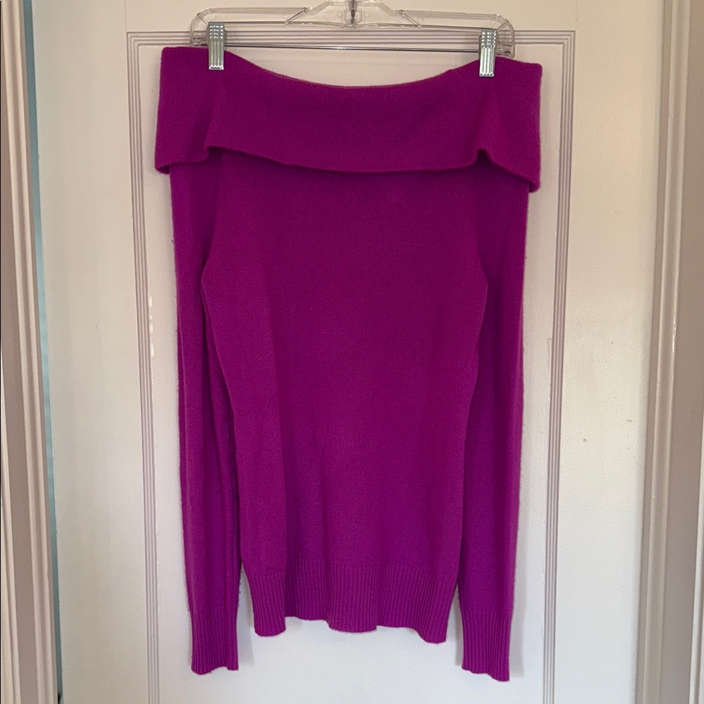 Antonio Melani Off-Shoulder Purple Pink Cashmere Sweater